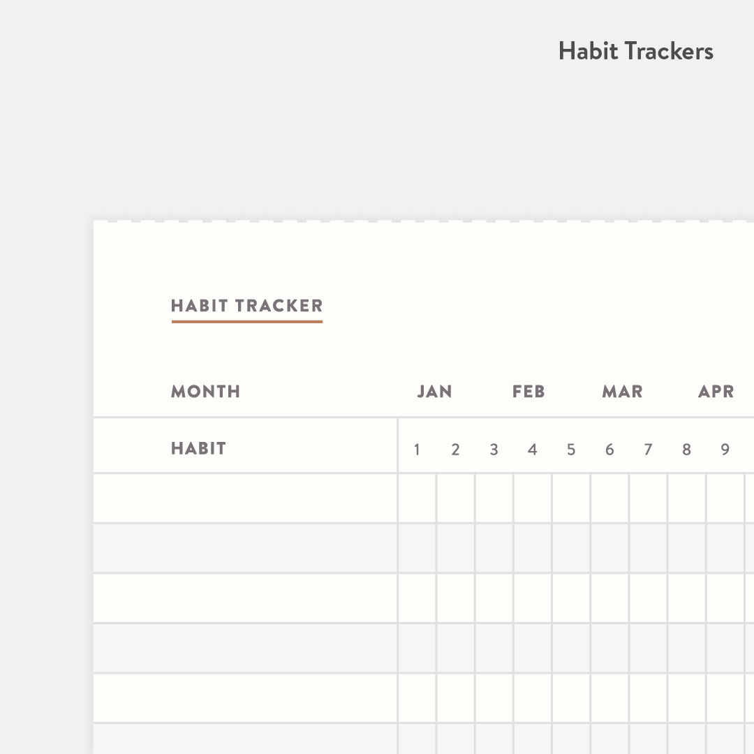 Clear Habit Journal interior habit tracker templates.