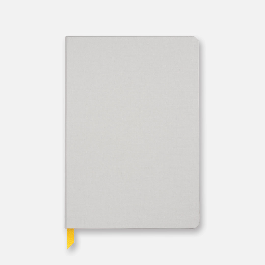 Plus size Confidant Hardcover Notebook in Light Gray with yellow ribbon.