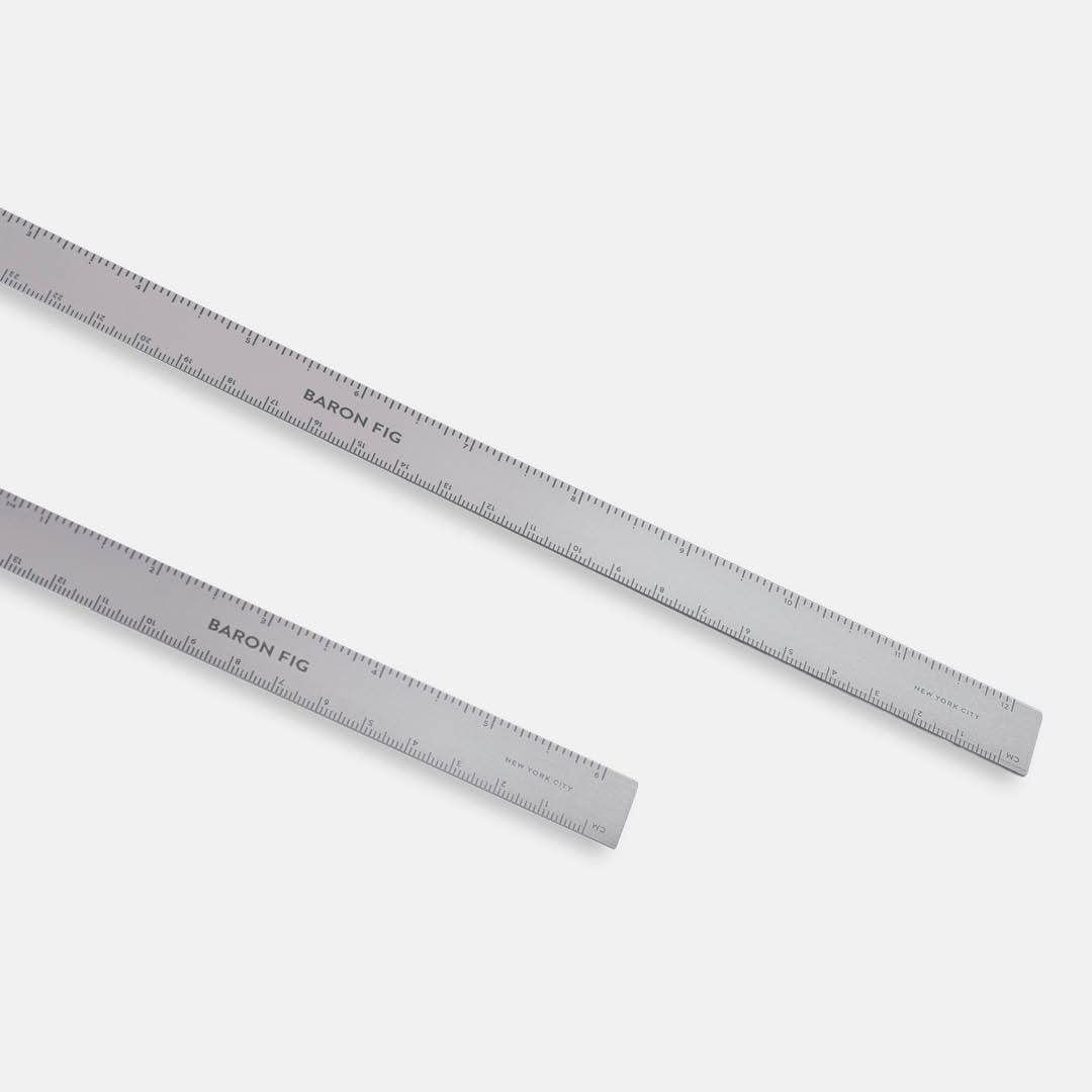 Long and short silver non-slip rulers