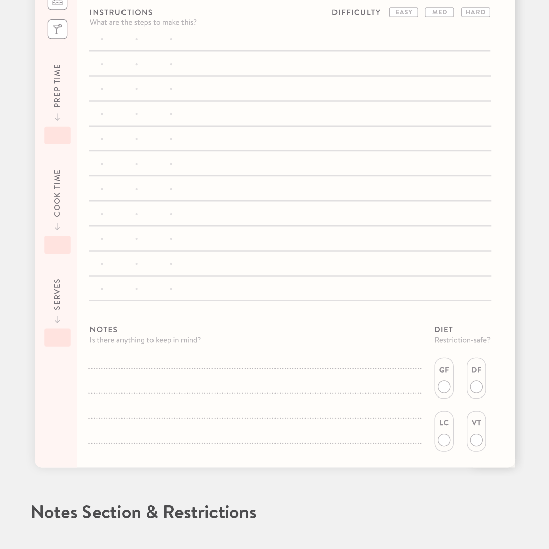 Savor Recipe Journal interior recipe page.