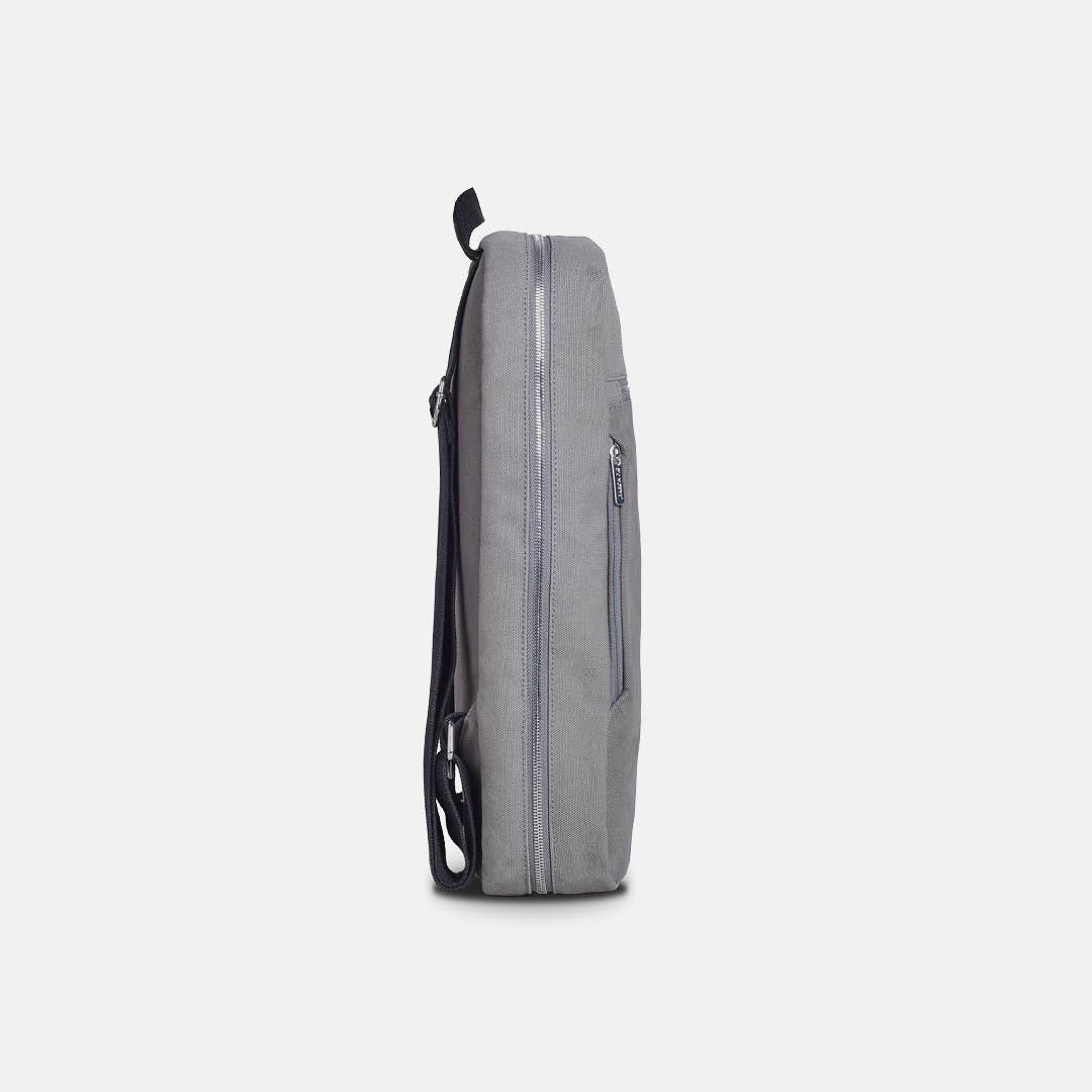 Charcoal slimline backpack from side