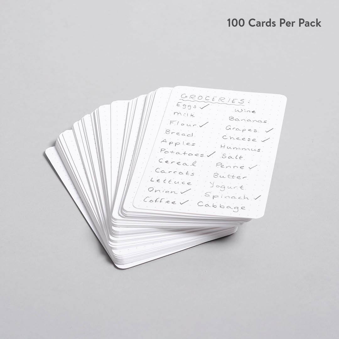 Strategist index cards with writing